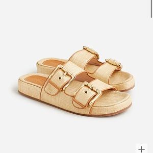 J Crew TWO-STRAP WOVEN BUCKLE SANDALS in Natural